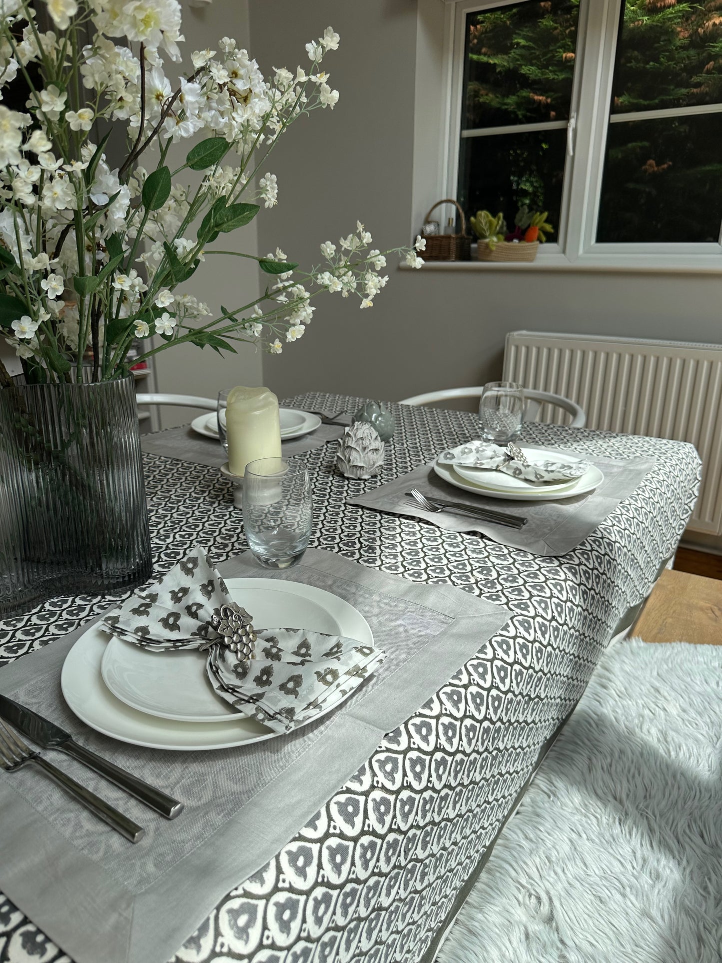 Grey Aria Tablecloth