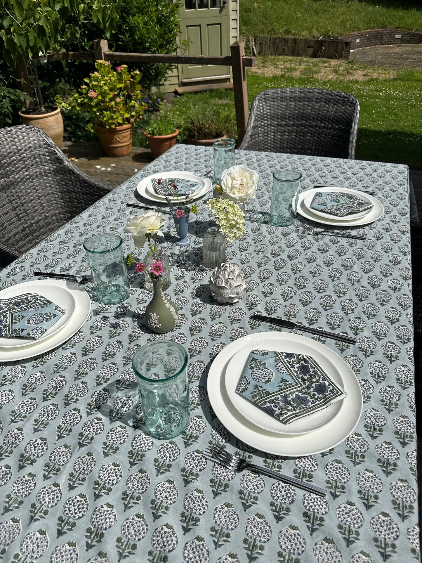 Light Blue Matki Tablecloth