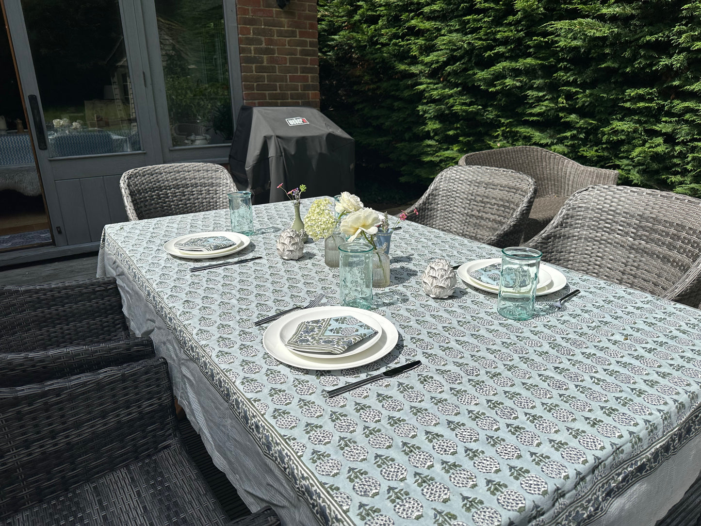 Light Blue Matki Tablecloth